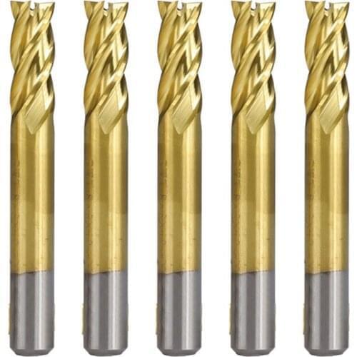 Titanium coated hss milling cutter 1.5-13mm straight shank end mill for wood steel milling 4 spiral flute cnc router bit