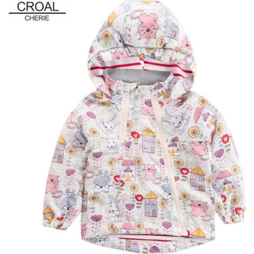 CROAL CHERIE Animal Printing Kids Girls Jacket Girls Trench Coat Kids Outerwear Coat For Girls Windbreaker Children Clothes