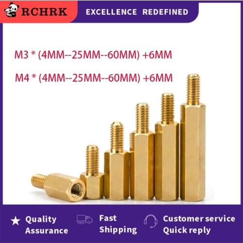 M3 M4*(4MM-25MM-60MM) +6mm Hex Brass Standoff Spacer Screw Pillar PCB Computer PC Motherboard Female Male Standoff Spacer Thread