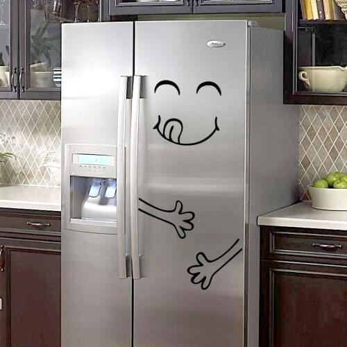 Cute Sticker Fridge Happy Delicious Face Kitchen Fridge Wall Refrigerator Vinyl Stickers Art Wall Decal Home Decor
