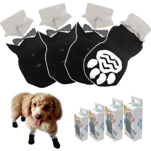 Anti-Slip Knit Socks For Pets with Traction Soles Pet Shoes Boots for Indoor Wear Slip On Paw Protectors For Small Medium Dogs