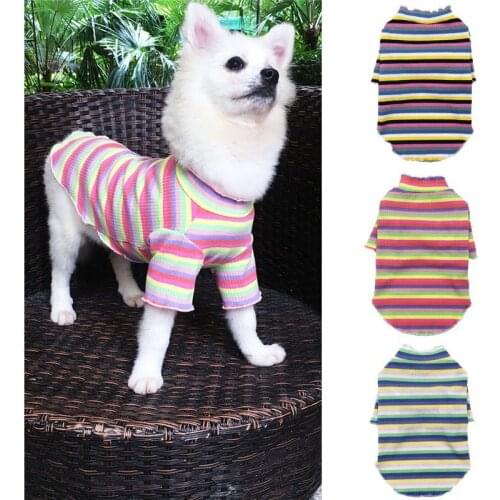 Autumn Winter Pet Dog Clothes Multicolor Striped Sweater T Shirt Dog Clothing for Dogs Puppy Outfit Shirt Pet Chihuahua Clothes