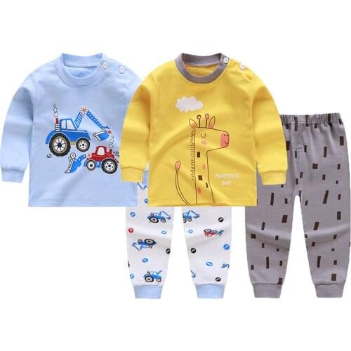 0-6Y Girls Boys Clothing Sets Spring Autumn Cartoon Cotton Suit For Boy Shirt + Pants 2Pcs Clothes Set Kids Birthday Present