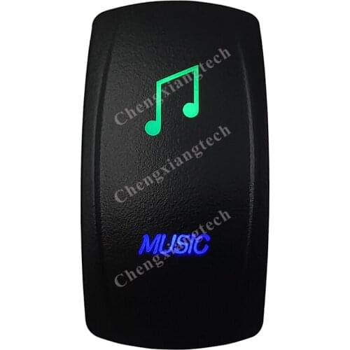 12v/24v Waterproof Marine Grade Boat Car 5P SPST ON-OFF Up Green & Down Blue Led Light Rocker Toggle Switch Music