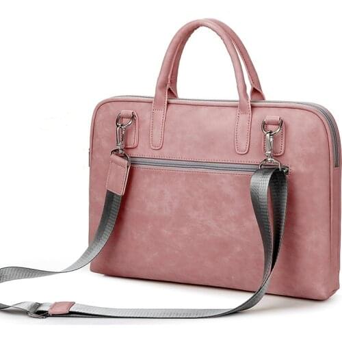 Men Handbag Leather Business Women Briefcase 17 Inches 17.3" Laptop Computer Bag Beautiful Simple Fashion