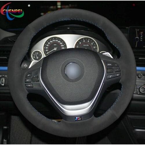 DIY Hand-Stitched Anti-Slip Black Suede Car Steering Wheel Cover For BMW F30 320i 328i 320d F20 Car Interior Decoration