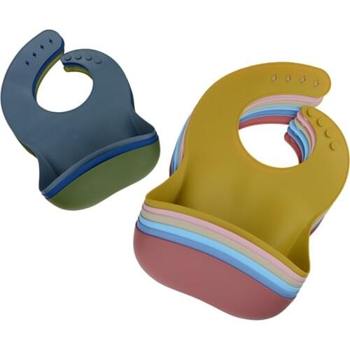 Silicone Baby Bib Solid Waterproof Bib Infant Toddler Newborn Adjustable Drooling Babador Burp Cloth Baby Feeding Accessory