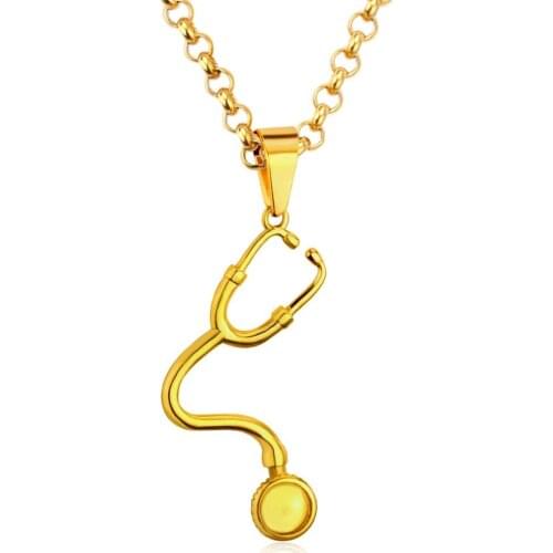 LUXUKISSKIDS Stethoscope Choker Necklace Collier Heart Stethoscope Pendants For Doctor Nurse Chain Necklaces Jewelry Gift