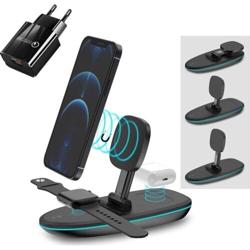 Tongdaytech 15W Fast Qi Wireless Charger For Apple Watch Airpods Wireless Charging Station For Magsafe Iphone 12 Mini Pro Max