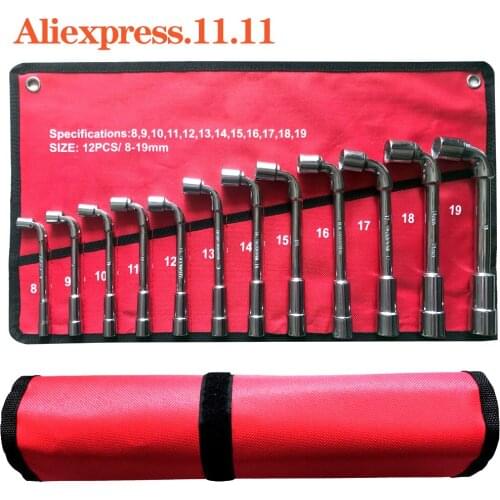 L Type Angled Socket Wrench.Spanner With Thru Hole Car Ratchet Wrench.car repair Pipe Socket Key Wrench Tool Set