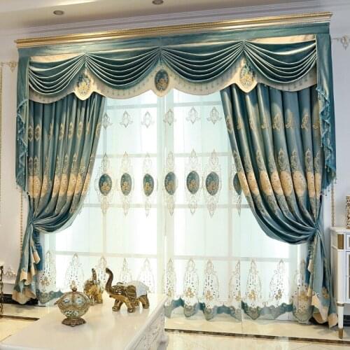 European Style Embroidered Curtain Cloth High-end Luxury Fashion Window Curtain Villa Curtains for Living Dining Room Bedroom