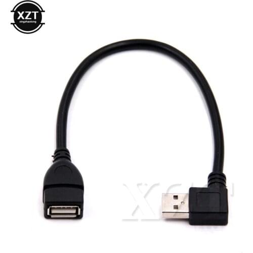 High Quality 2pcs Left/Right Angled 90 Degree USB 2.0 Type A Male to Female Extension Cable Cord Black For Computer