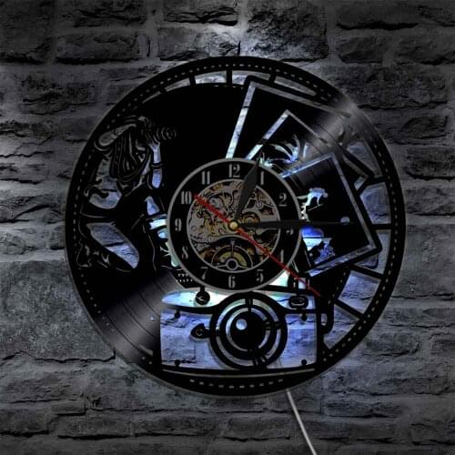Shutter Lens Film Camera Wall Clock Photography Vinyl Record Wall Clock With LED Light Modern Design Retro Photo Shoot Art Gift