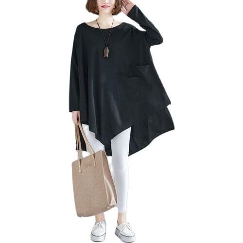 ARCSINX Plus size Tops Woman 4XL 5XL 6XL 7XL 8XL Womens Tunic Long Sleeve Womens T-Shirt 3XL Black Plus size Women Clothing