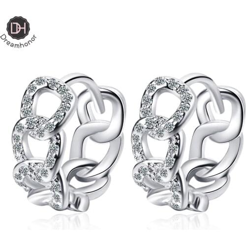 Dreamhonor 2021 Hot Sale Fashion 925 Sterling Silver Zirconia Chain Style Clip Earrings For Women Jewelry