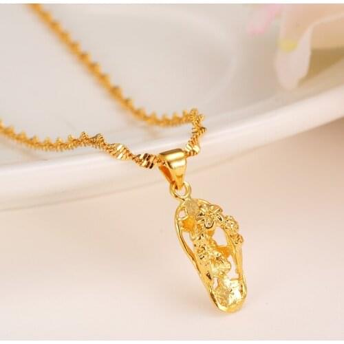 Women Necklace Gold Necklace Pendant Slipper Flip Flop hollow Shoes Pendant Charms DIY jewelry