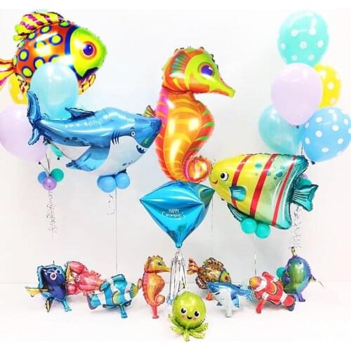 1pc Fish Animal Balloons Sea Animal Globs Pirate Shark octopus Tropical Fish Balloon for children Birthday Party Decor Supplies