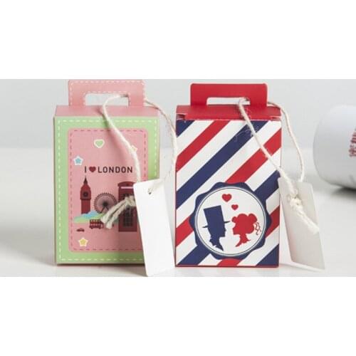 100Pcs Wedding and Party guest favor boxes of Suitcase design gift box for Bridal shower Party candy box and Chocolate box