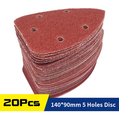 140*90*mm 5Hole Sanding Sheets Triangle Red Sandpaper Hook & Loop 40 -1000 Grits Abrasive Sanding Disc For Wood Sanding(20 Pcs)