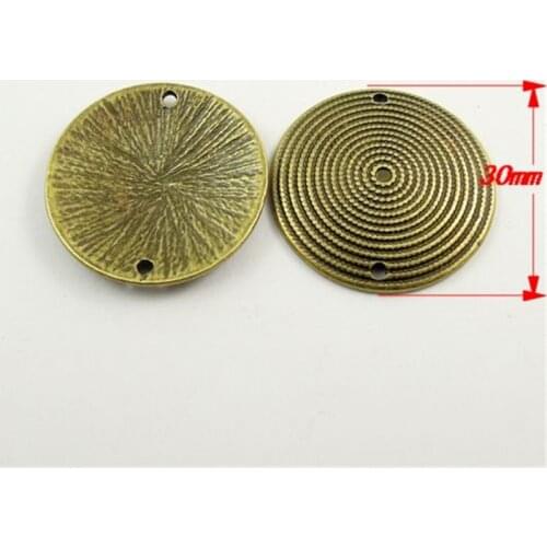 15PCS Fashion Antique Bronze Zinc Alloy Necklace Pendant Cute Lovely Round Charms Vintage Jewelry Connector 30x30mm 30731