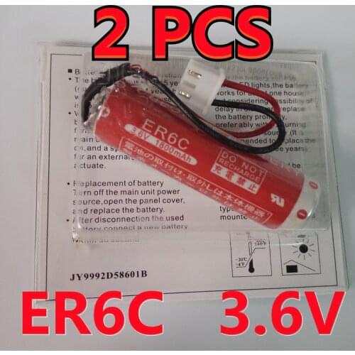 2pack Original New For MAXELL AA 14500 ER6C 3.6V PLC Lithium Battery With White Plug