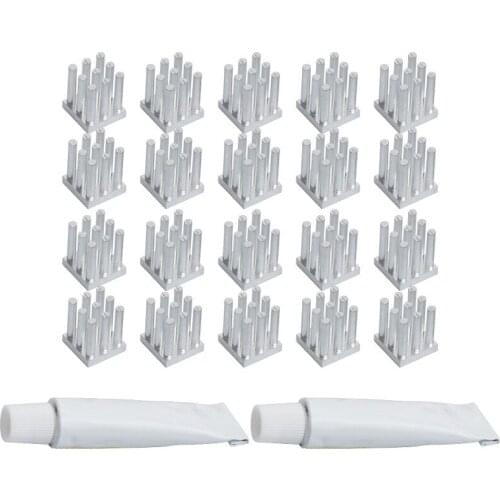 20pcs Cylindrical Radiator Cooling Block 10*10*12.5mm Heat sinks +2pcs heatsink plaster for TMC2100 /A4988 Stepper motor driver