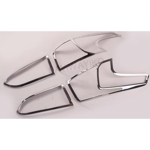4PCS ABS CHROME FRONT REAR HEADLIGHT TAILLIGHT LIGHT LAMP COVER For Hyundai Santa Fe ix45 2019 2020