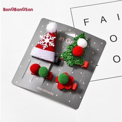 4pcs Cute Baby Hair Clip Kids Hair Accessories Headwear Bows Hairclips Infants Girls Hairpins Full Cover Clips Xmas Gifts