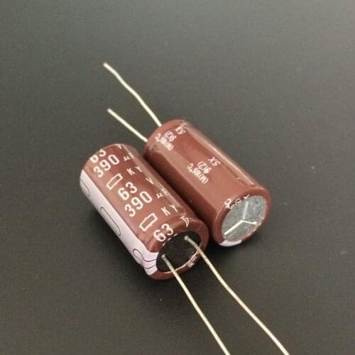 5pcs/50pcs 390uF 63V NIPPON KY Series 12.5x25mm Low ESR 63V390uF Aluminum Electrolytic Capacitor