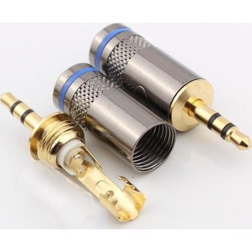 5pcs Audio Plug 3.5 Mm Headphone Plug 3.5 Jack Gold-plated Metal Hole with 6.5 mm Wire Clamp