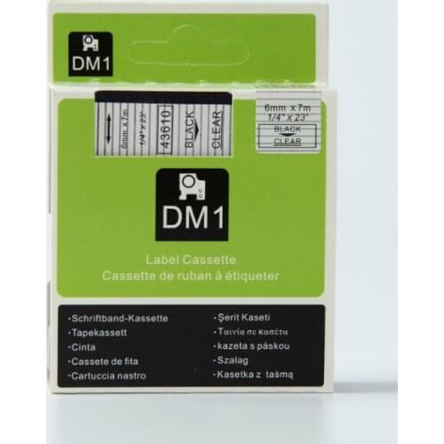 6mmX7m 6mm label black on clear tape 43610 compatible d1 label tapes with dymo d1 label printer