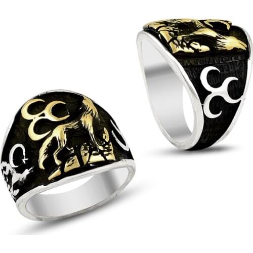 925 Silver Handcraft Historic Figure Added Turkish Rings for Men