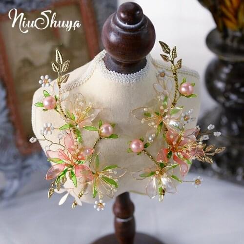 NiuShuya Handmade Beaded Liquid Flower Hair Accessories Elegance Wedding Bride Travel Seaside Headwear Jewelries