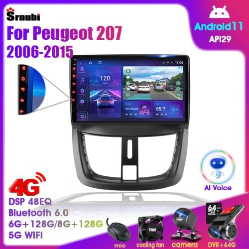 Srnubi Android 10 Car Radio For Peugeot 207 CC 207CC 2006 - 2010 2011 2012 2013 2014 2015 Multimedia Video Player 2 Din WIFI DVD