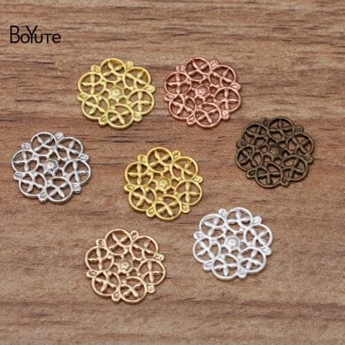 BoYuTe (100 Pieces/Lot) 14MM Metal Brass Filigree Flower Materials Diy Accessories Jewelry Findings Components