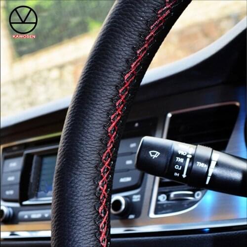 2017 New DIY Car Steering Wheel Cover With Needles and Thread Artificial leather Gray Beige Black Coat Case Free Shipping SWCH04