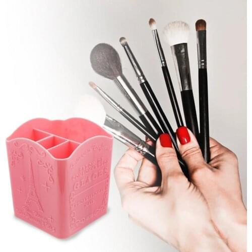 Makeup Holder Makeup Brush Storage Box Simple Easy to Carry PP Four-grid Nail Pen Organizer Makeup Container for Women