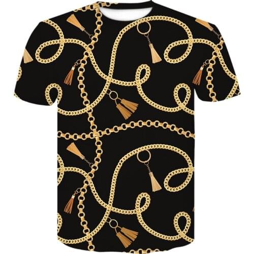 Oversized 3D Print Chain pattern royal fashion T-shirts Unisex short Sleeve Summer Casual breathable t shirt men luxury clothing