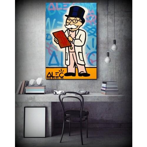 HD Print Alec Monopoly Oil Painting Home Decor Wall Art on Canvas Dr Monopoly Clipboard Canvas Printings Canvas Painting