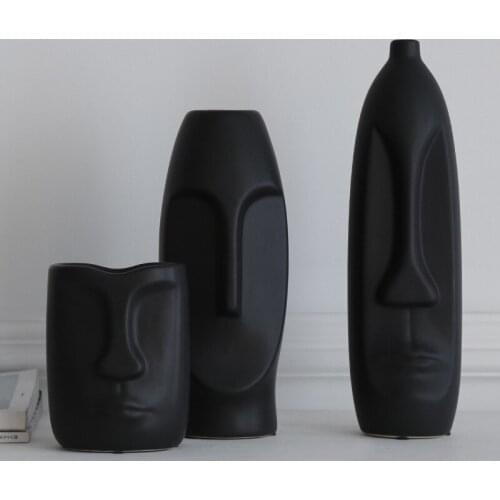 More Size Ceramic Face Vase Figurines Creative Europe Ornament Living Room Study Porch Craft Home Decoration Accessories
