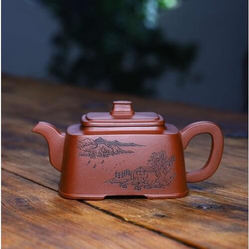 230cc Chinese Square Yixing Zisha Teapot Handmade Purple Clay ZiNi Tea Pot