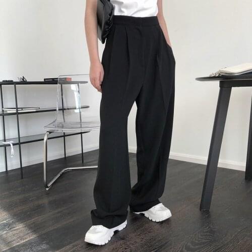 Summer womens pants casual solid color high waist loose wide leg pants