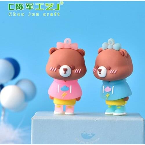 ZOCDOU 1 Piece Cute Bear Small Statue Little Figurine Crafts Figure Ornament Miniatures