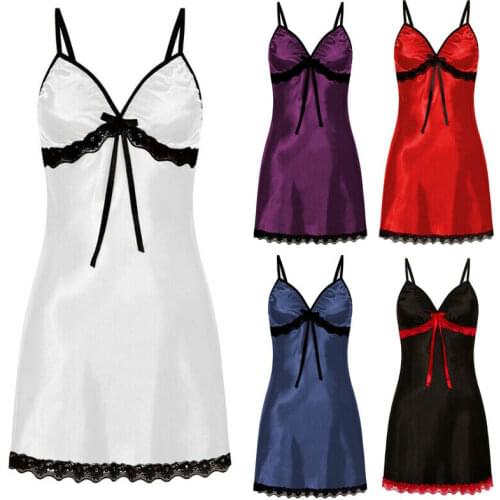 Local Spot Sexy Lingerie Ladies Silk Lace Robe Dress Babydoll Nightdress Pajamas Pajamas