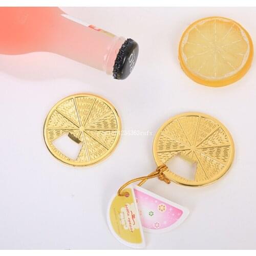 50pcs Gold Citrus Slice Metal Bottle Opener Party Return Gifts for Guests Wedding Souvenirs