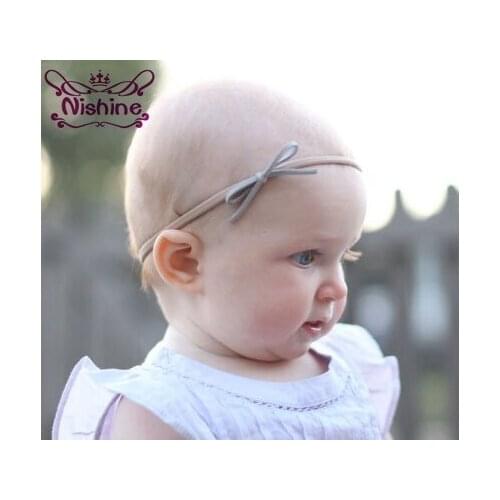 Nishine 22 Colors Nylon Headband Kids Girls Elastic Hairband Children Toddler Suede Solid Bow Newborn Head Band Hair Accessories