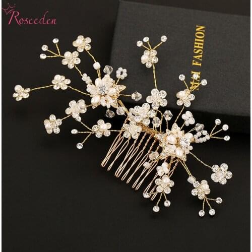 2016 New Clear Crystal Simulated Pearl Bridal Wedding Hair Accessories Original Handmade Hair Pins Comb Wedding Headband RE307