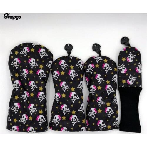 New Skull Golf Headcovers Golf Driver Fairway Woods Hybrid Covers 135ut PU With Velvet Novelty Gift