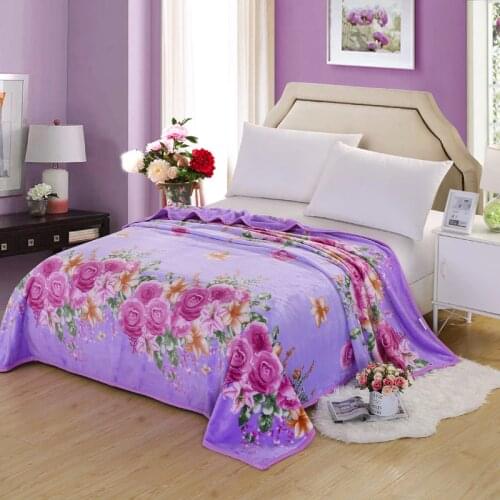 Flowers blankets quilts twin full queen king adult blankets soft Throw Flannel blankets on Bed/car/sofa purple kids luxury rugs