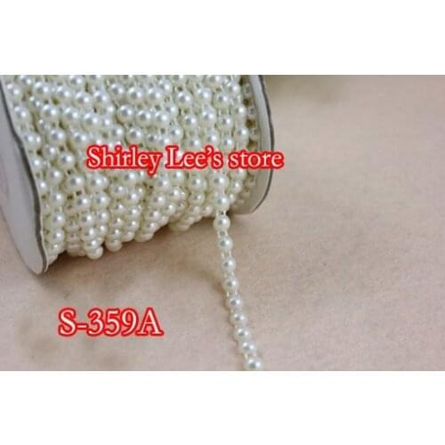 Wholesale--6 ROLLS (50 METERS/ROLL) X 4mm Half Round Flat Back Pearl Bead Trim In White, Ivory, Pink